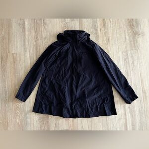 Eileen Fisher Women’s Light Cotton Nylon Stand Collar Jacket Navy - Petite XS